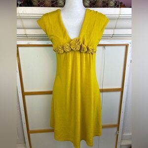 Funky People VTG lemon/ chartreuse dress w/attached flowers w/ stone centers